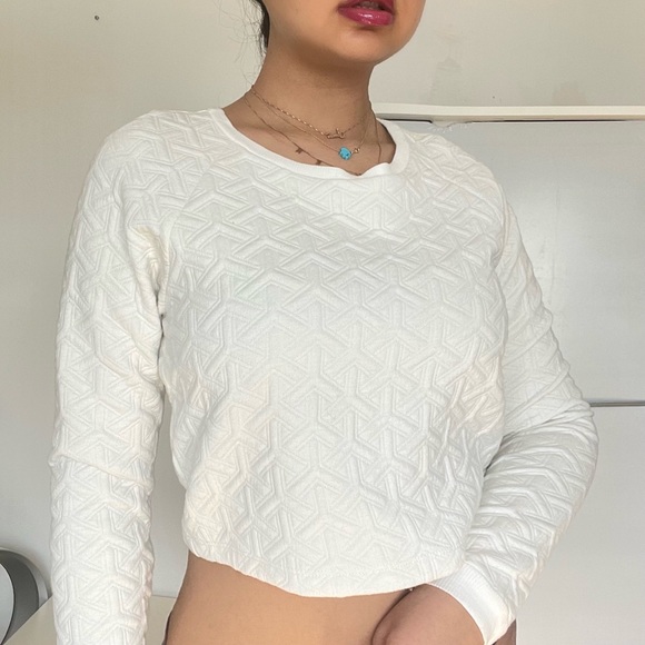 Crop sweater white crewneck - Picture 3 of 4